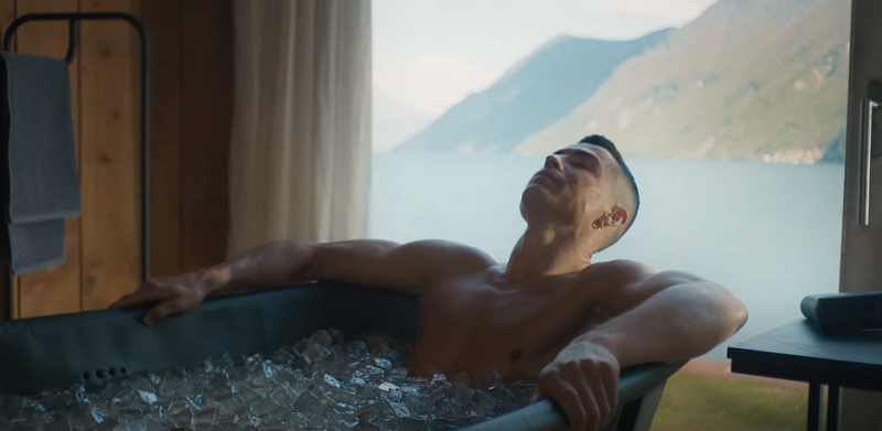 Cristiano ronaldo taking an ice bath